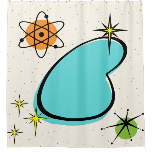 Retro Atomic Boomerang Shower Curtain Douchegordijn (Voorkant)