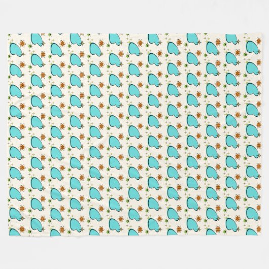 Retro Atomic Boomerang & Starburst Fleece Blanket (Voorkant (Horizontaal))