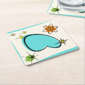 Retro Atomic Boomerang & Starbursts Paper Onderzet Kartonnen Onderzetters (Schuin)