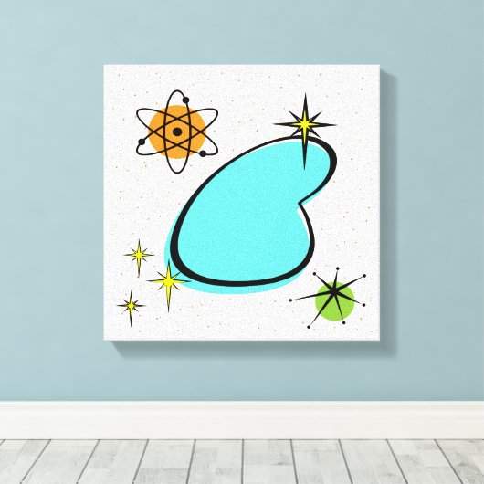 Retro Atomic Boomerang Stretched Canvas Print (Insitu (Houten vloer))