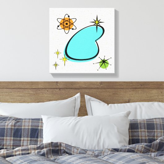 Retro Atomic Boomerang Stretched Canvas Print (Insitu (Slaapkamer))