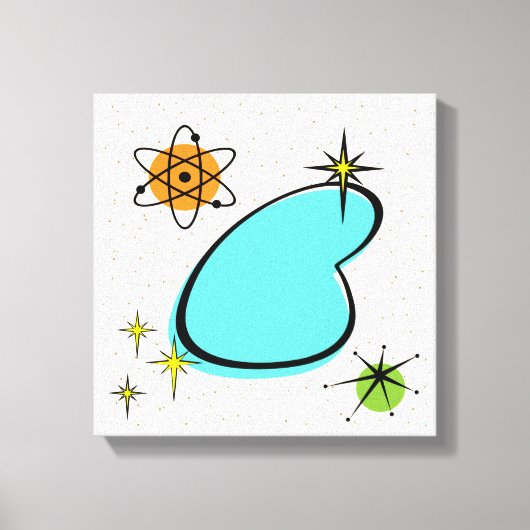 Retro Atomic Boomerang Stretched Canvas Print (Voorkant)