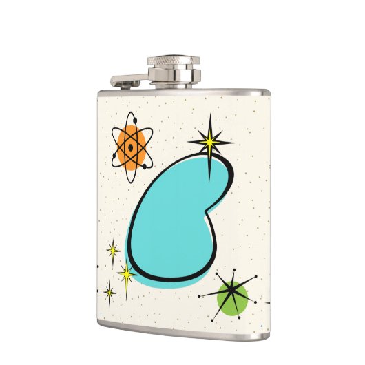 Retro Atomic Boomerang Vinyl Wrapped Flask Heupfles (Links)