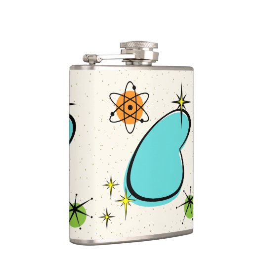 Retro Atomic Boomerang Vinyl Wrapped Flask Heupfles (Rechts)