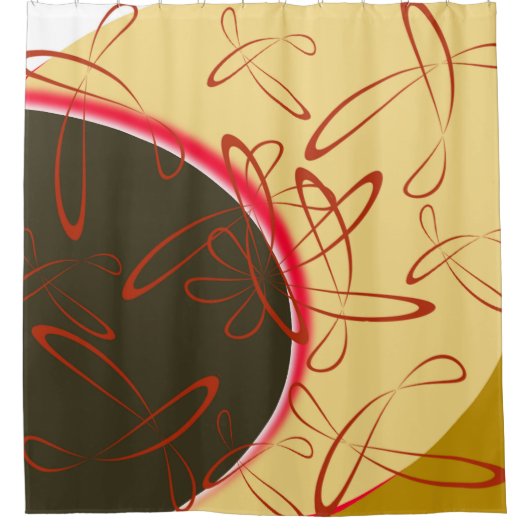 Retro Atomic Burst: Mid-Century Modern Douchegordijn (Voorkant)