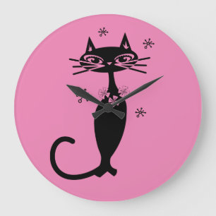RETRO ATOMIC CAT CLOCK GROTE KLOK