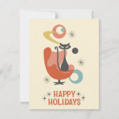 Retro Atomic Cat  Prettige feestdagen Notitiekaartje (Voorkant)