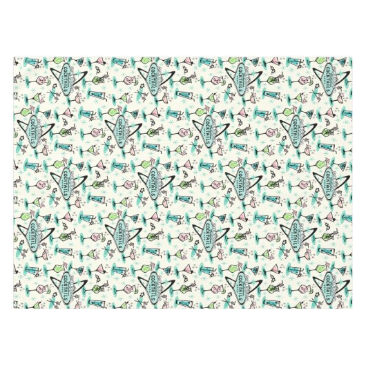 Retro Atomic Cocktails Tafelkleed (Voorkant (Horizontaal))