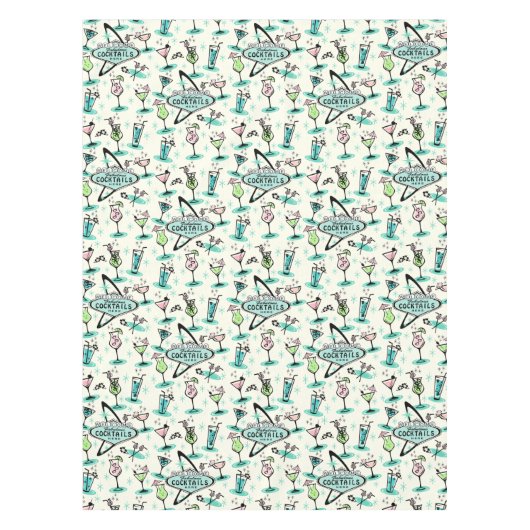 Retro Atomic Cocktails Tafelkleed (Voorkant)