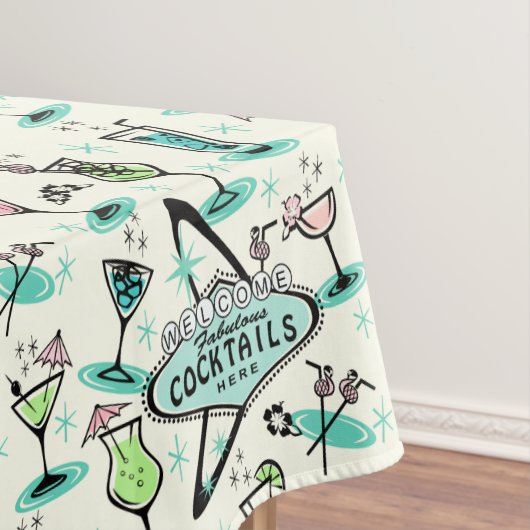 Retro Atomic Cocktails Tafelkleed (Voorbeeld)