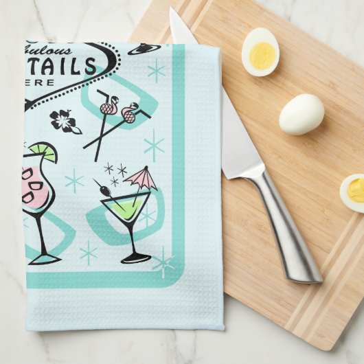 Retro Atomic Cocktails Theedoek (Quarter Fold)