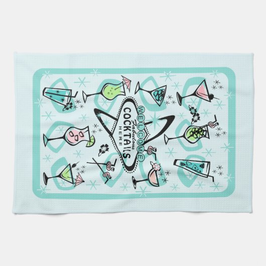 Retro Atomic Cocktails Theedoek (Horizontaal)