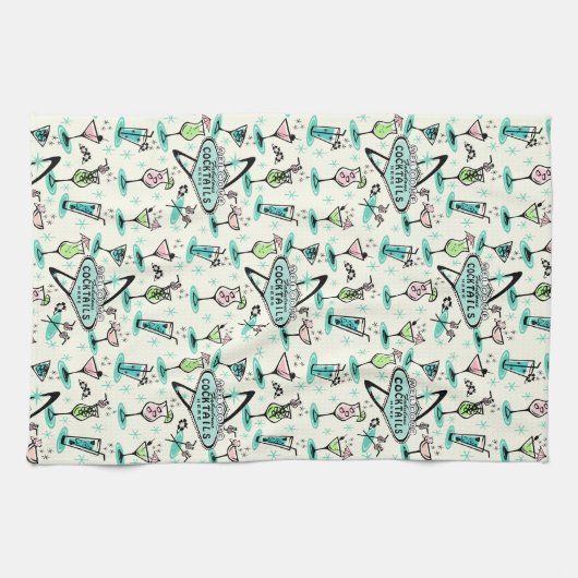 Retro Atomic Cocktails Theedoek (Horizontaal)