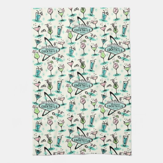 Retro Atomic Cocktails Theedoek (Verticaal)