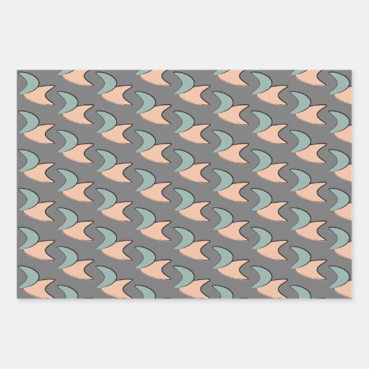 Retro Atomic Crescents Pattern Wrapping Paper (Voorkant)