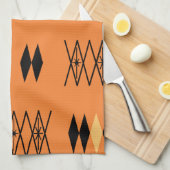 Retro Atomic Diamonds Pattern Sinaasappel Theedoek (Quarter Fold)