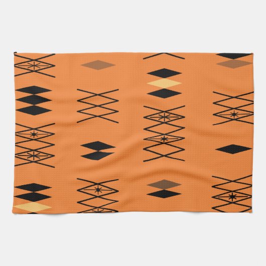 Retro Atomic Diamonds Pattern Sinaasappel Theedoek (Horizontaal)