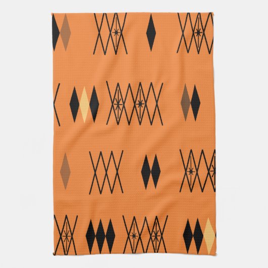 Retro Atomic Diamonds Pattern Sinaasappel Theedoek (Verticaal)