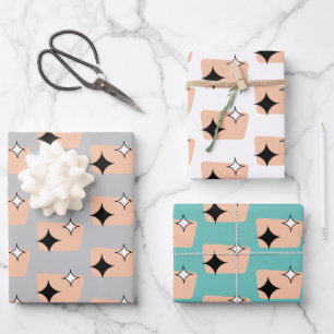 Retro Atomic Diamonds Pattern Trio Inpakpapier Vel