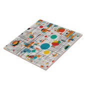 Retro Atomic Era abstracte kleuren en lijnen Tegeltje (Zijkant)
