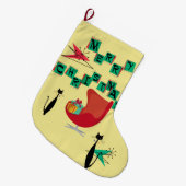 Retro Atomic Era Cats & Stocking Stocking Stocking Grote Kerstsok (Voorkant (Hangend))