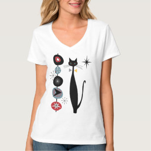 Retro Atomic Era Cool Cat Black Cat MCM T-shirt