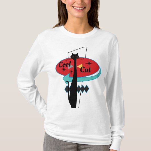 Retro Atomic Era Cool Cat Sign MCM T-shirt (Voorkant)