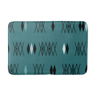 Retro Atomic Era Diamonds Blauwgroen Badmat