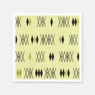 Retro Atomic Era Diamonds Pattern Chartreuse Servet
