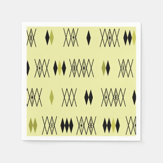 Retro Atomic Era Diamonds Pattern Chartreuse Servet (Voorkant)