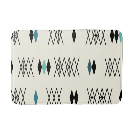 Retro Atomic Era Diamonds Pattern Turquoise Badmat (Voorkant)