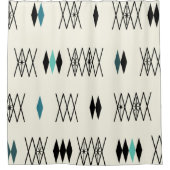 Retro Atomic Era Diamonds Pattern Turquoise Douchegordijn (Voorkant)
