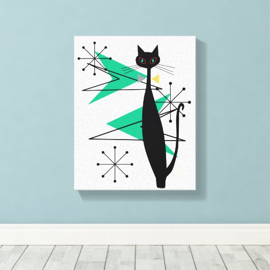 Retro Atomic Era MCM Cool Cat Canvas (Insitu (Houten vloer))