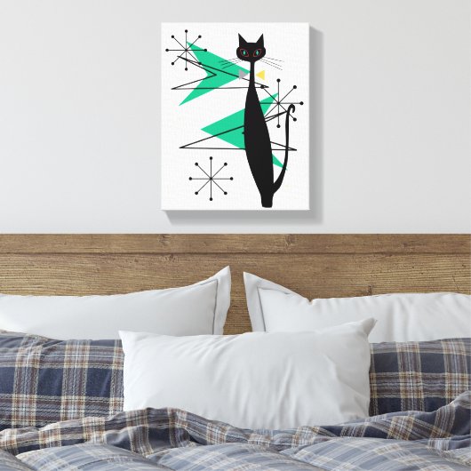 Retro Atomic Era MCM Cool Cat Canvas (Insitu (Slaapkamer))