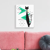 Retro Atomic Era MCM Cool Cat Canvas (Insitu (Woonkamer))