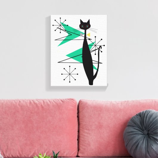 Retro Atomic Era MCM Cool Cat Canvas (Insitu (Woonkamer))