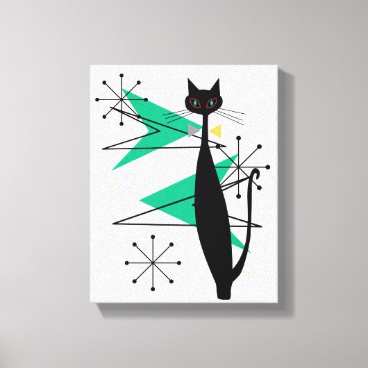 Retro Atomic Era MCM Cool Cat Canvas (Voorkant)