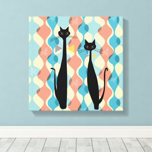 Retro Atomic Era MCM Cool Cat Canvas v2 (Insitu (Houten vloer))