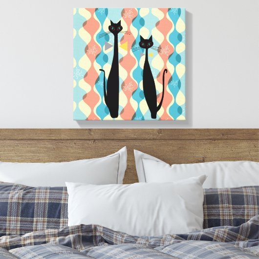 Retro Atomic Era MCM Cool Cat Canvas v2 (Insitu (Slaapkamer))
