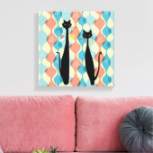 Retro Atomic Era MCM Cool Cat Canvas v2 (Insitu (Woonkamer))