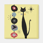 Retro Atomic Era MCM Cool Cat Magneet v1 (Voorkant)