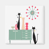 Retro Atomic Era MCM Cool Cat Magneet v5 (Voorkant)