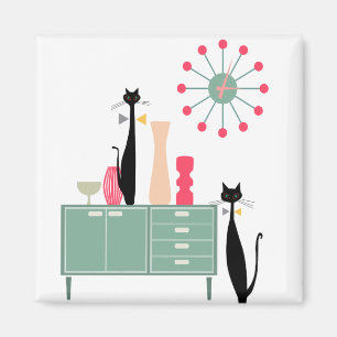 Retro Atomic Era MCM Cool Cat Magneet v5