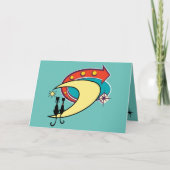 Retro Atomic Era MCM Cool Cat Moon Alle Gelegenhed Kaart (Voorkant)