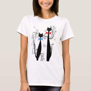 Retro Atomic Era MCM Cool Cat Paar T-shirt