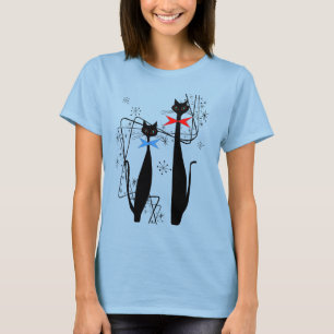 Retro Atomic Era MCM Cool Cat Paar T-shirt