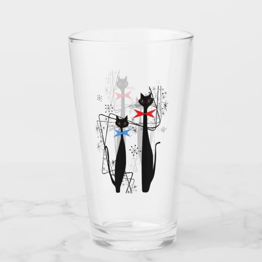 Retro Atomic Era mid-century Modern Cool Cat Glass Glas (Achterkant)