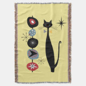 Retro Atomic Era mid Century Modern Cool Cat Kabob Deken (Voorkant Verticaal)