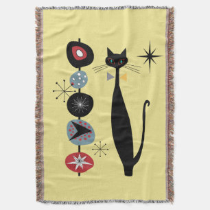 Retro Atomic Era mid Century Modern Cool Cat Kabob Deken