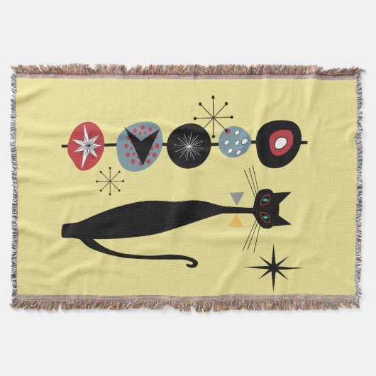 Retro Atomic Era mid Century Modern Cool Cat Kabob Deken (Voorkant)